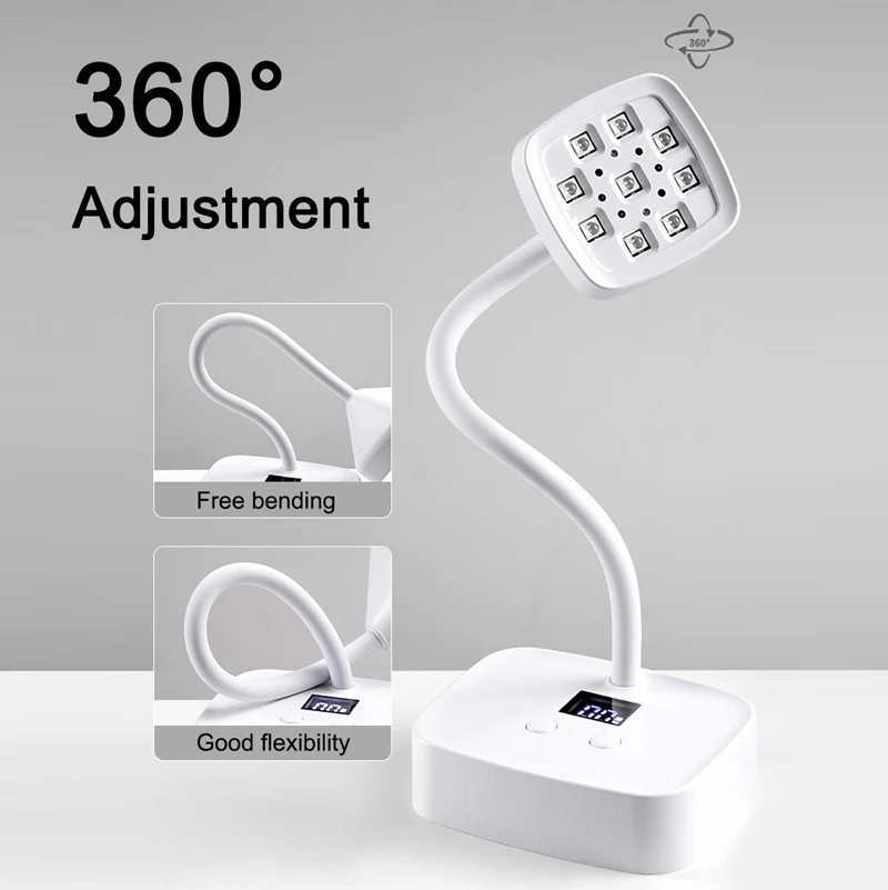 Cordless UV LED Nail Lamp for Gel Nails Dryer Rechargeable Auto Sensing Touch Control Drying Nail Light 360° Bendable Table Lamp 4