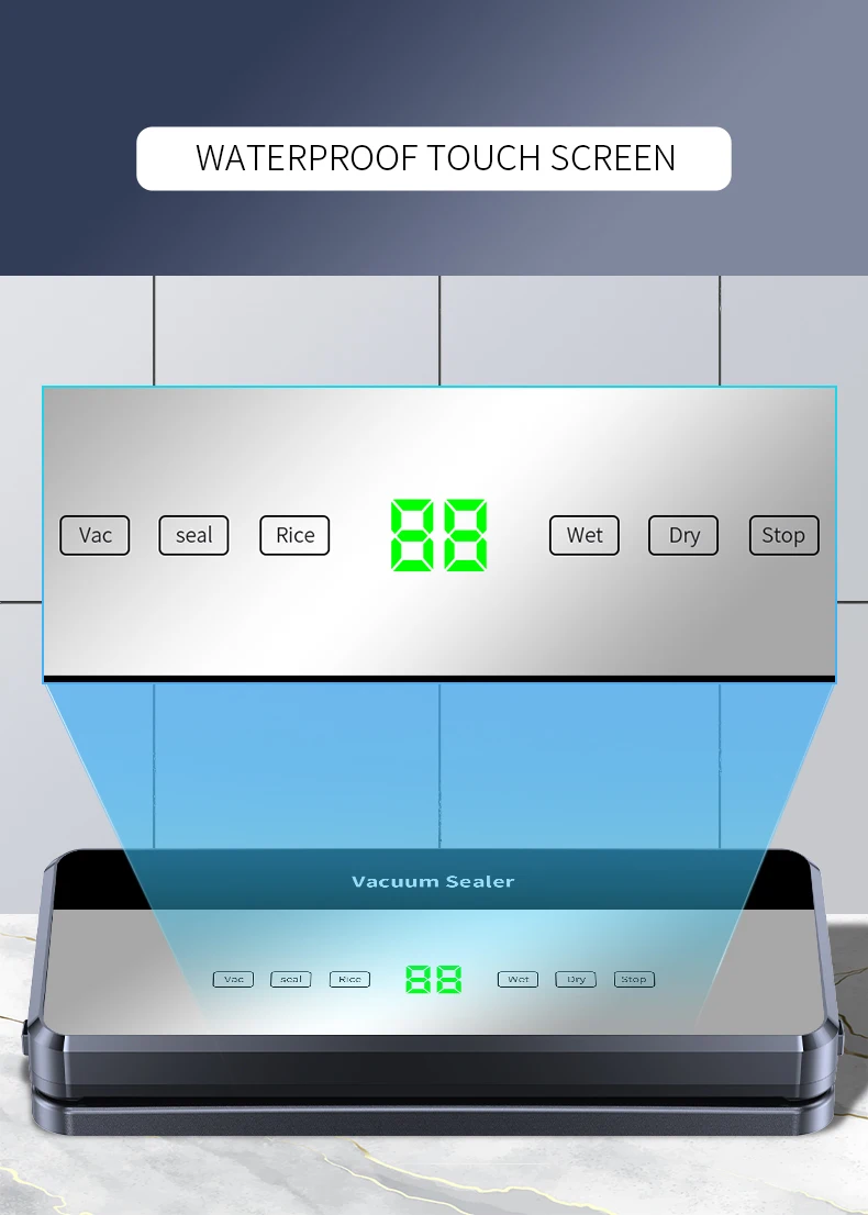 Elektrische Vakuummaschine, eingebauter Schneider, Rollbeutel, Küche, Fleisch und Gemüse, Paketversiegelung, Lebensmittelkonservierung, Vakuumierer – Detail 19