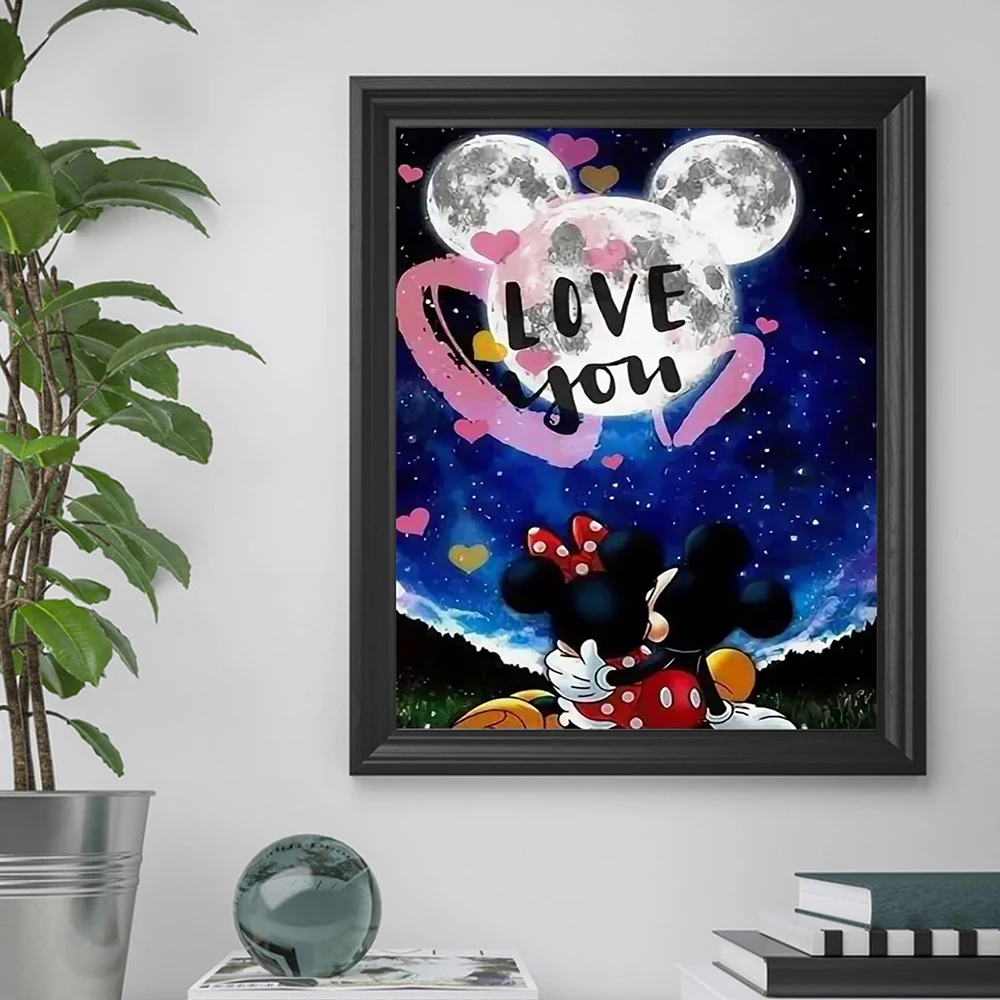 

Mickey Minnie Love Poster Disney Cartoon Wall Art Canvas Poster Prints Dreamy Pictures for Kids Room Bedroom Home Decor Cuadros