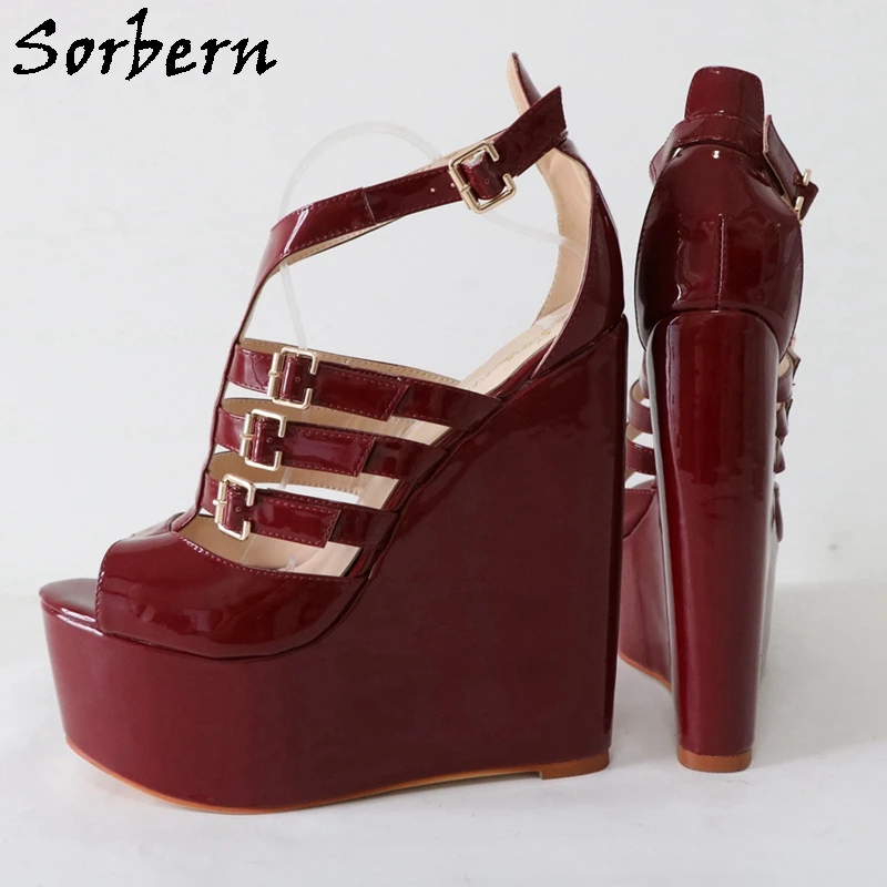 

Sorbern Fashion Wedge Sandals Women Fetish Platform 20Cm High Heel Summer Shoes Gladiator Style Unisex Custom Large Size 46