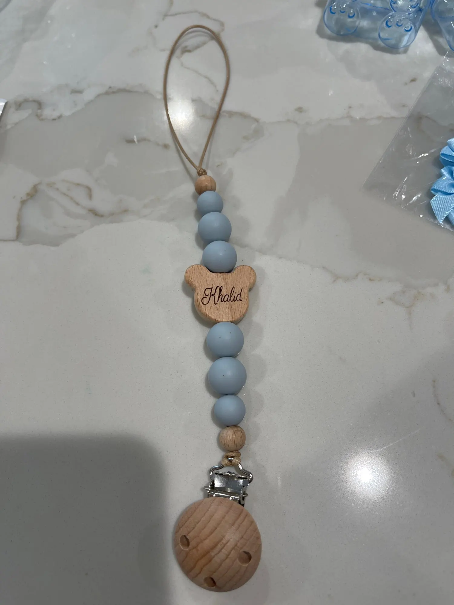 Personalized Wooden Baby Pacifier Chain - Silicone Beads, Dummy Holder, and Teether photo review