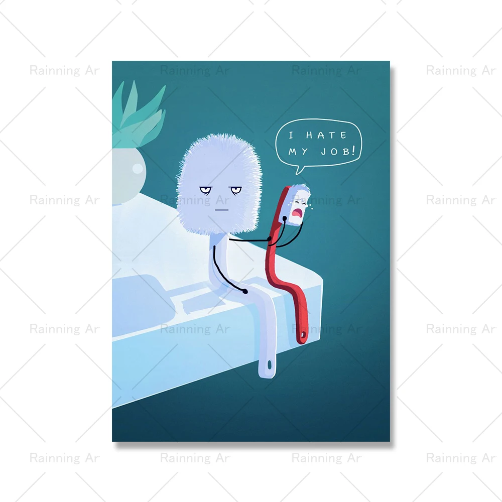Poster Humoristique 'Je Déteste Mon Job' - Toile 50x70cm - Décoration Salle De Bain, Bureau - Cadeau Drôle