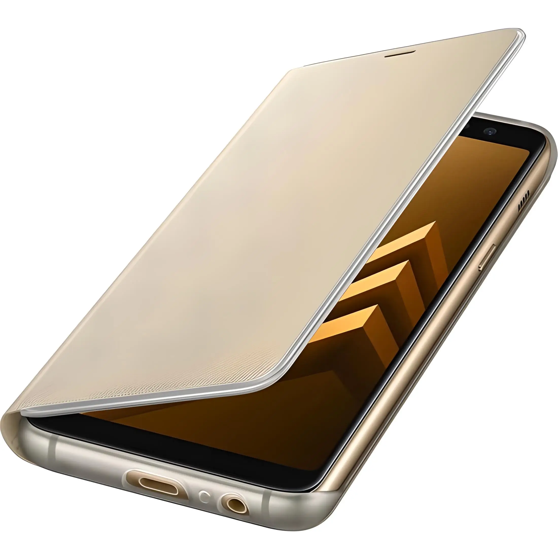 Samsung Galaxy A8 2018 Orjinal Neon Flip Cover-Black-Gold, Impact Resistant, dirt and Dust Proof, Stylish Design And Designed