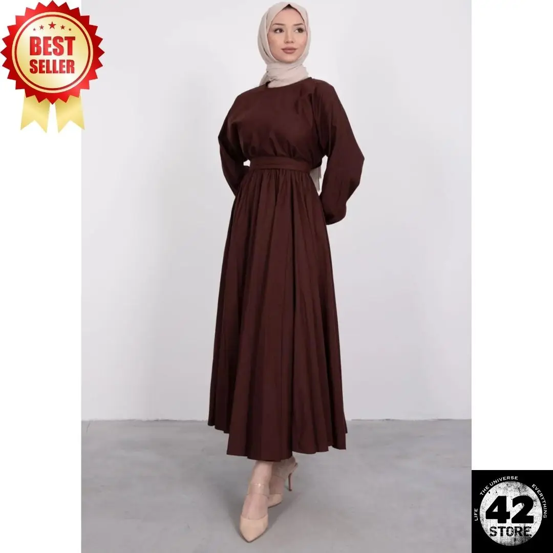 Seasonal Brown Hijab Dress