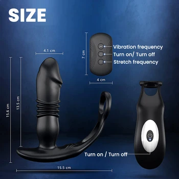 Telescopic Anal Vibrator for Man Penis Ring Men's masturbator Sex Toys for Men Gay Cockring Butt Plug Male Prostate Massager 4