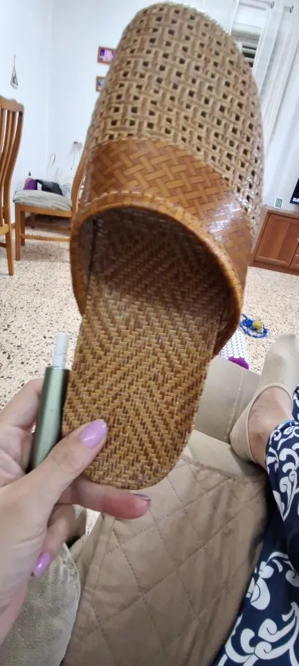 Natural Bamboo Rattan Cane Grass Weaving Slippers photo review