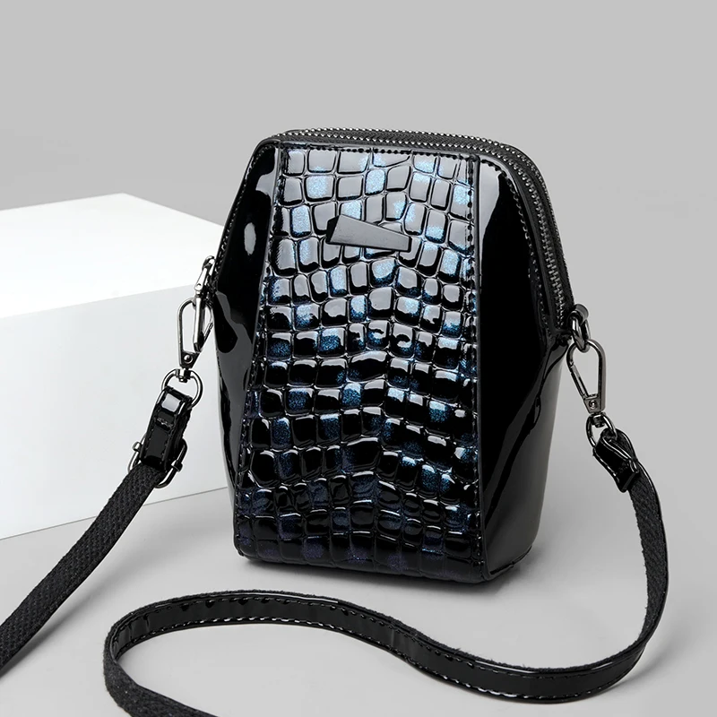 Trendy Leopard and Crocodile Pattern Patchwork Handbag Women&rsquo;s Mini Shoulder Crossbody Bag