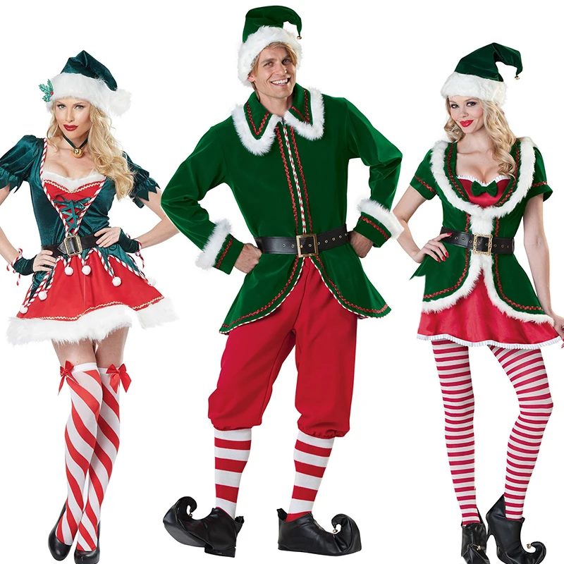 

2023 New Year Christmas Outfit Women Santa's Helper Holiday Honey Men Santa Elf Costume for Adults