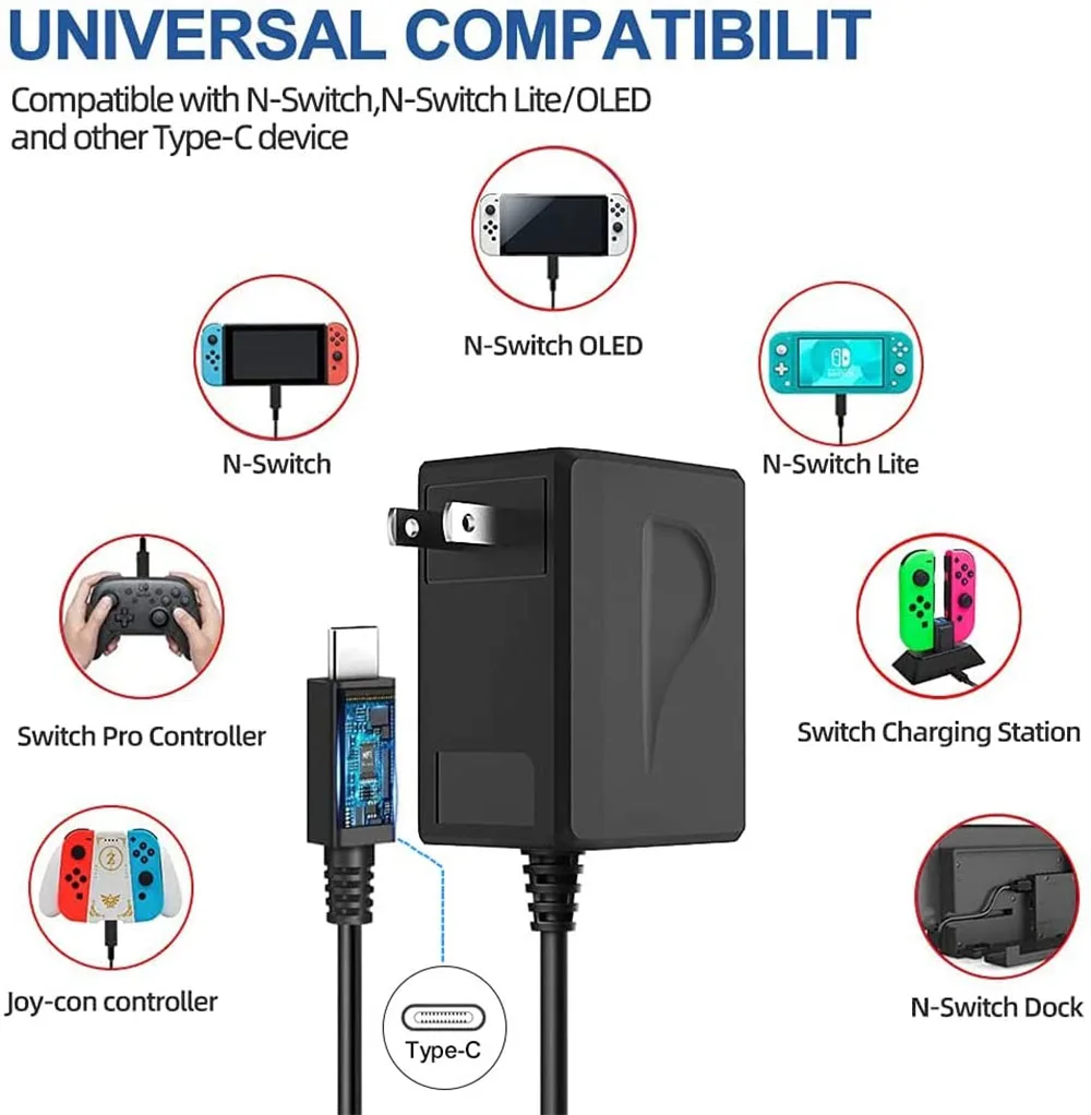 Nintendo Switch Charging Dock Stations / AC Adapter Power Cable