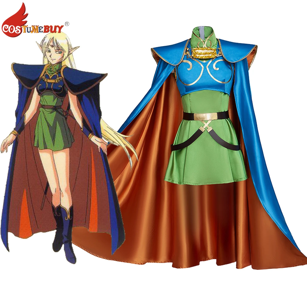 

Record of Lodoss War Anime Deedlit Cosplay Costume Women's Dress Party Activity Skirt Cloak Suit with Belt