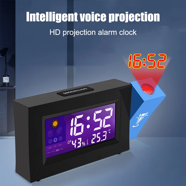 Reloj despertador de proyección Digital, reloj despertador electrónico de  mesa de escritorio con proyector de tiempo de temperatura, reloj silencioso  para cabecera de dormitorio - AliExpress