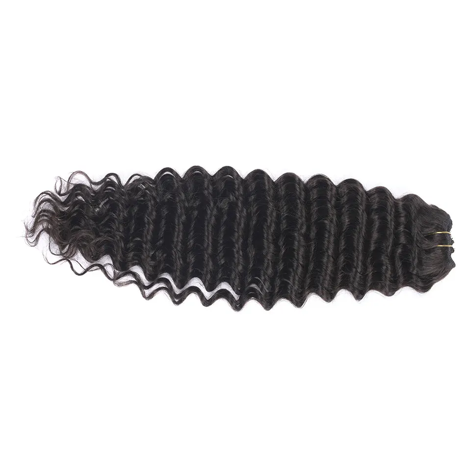 LOVEVOL Deep Wave Clip in Hair Extensions Human Hair Dark Brown 7 pcs 100g Real Remy Extensions for Women