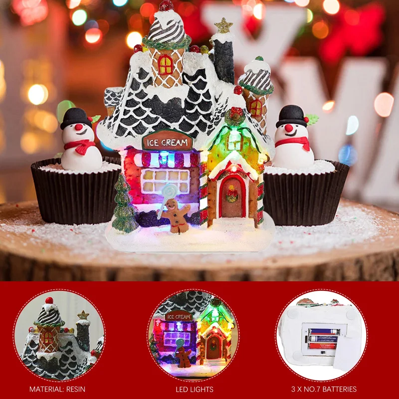 Décor de village de Noël Maison en pain d'épice, complément parfait animé  aux décorations d'intérieur de cadeau de Noël, affichages de cheminée de  vacances - AliExpress