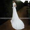 Mermaid Wedding Dress Long Puffy Sleeves O Neck Trumpet Wedding Gowns for Women 2023 Bride Backless Buttons Elegant Bridal Dress 4