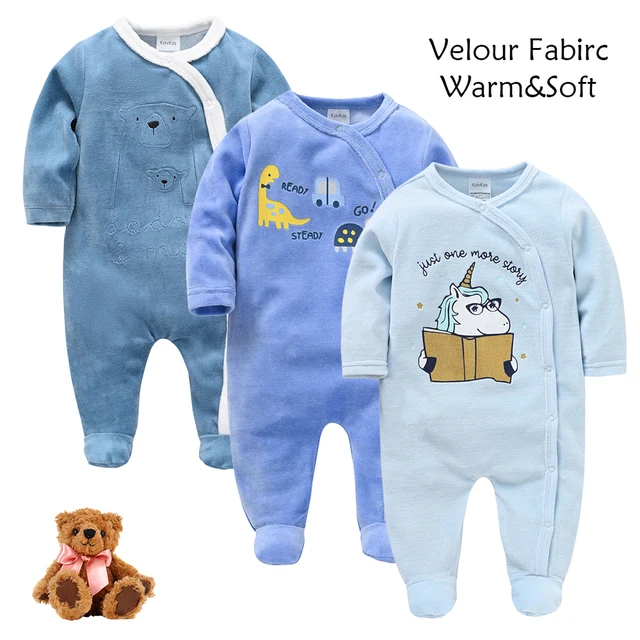 Kavkas Autumn Winter Baby Clothing Boys Velour Warm Romper Girls Long Sleeve Jumpsuit Kids Playsuit Newborn Boys Free Shipping 1