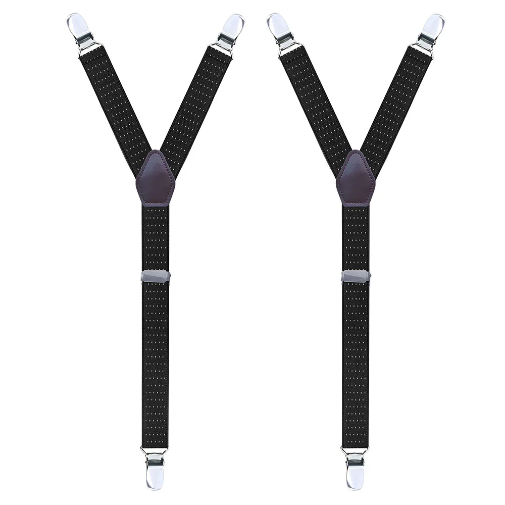 2Pcs/Set Men's Shirt Holders Stays Y-Shaped 3 Metal Clips Adjustable Elastic Leg Suspenders Straps Non-slip Sock Garter Clamps