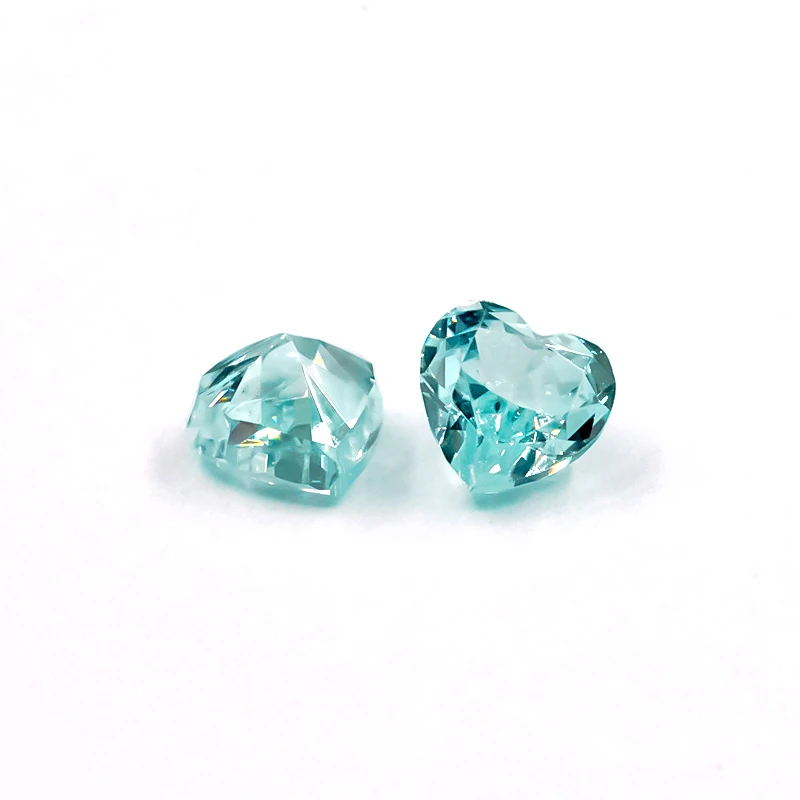 

Size 5x5mm 16#Paraiba Blue Heart Crushed Ice Cut CZ Stone 5A Zircon Loose Cubic Zirconia Synthetic Gemstone For Jewelry Making
