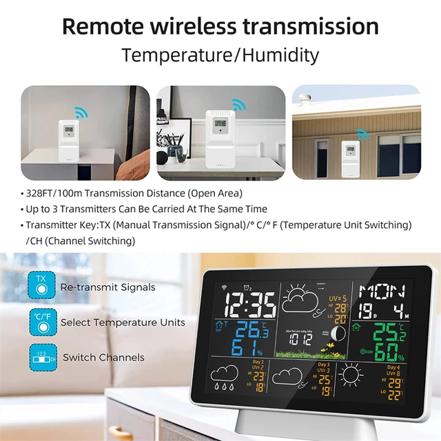 Tuya WIFI LCD Weather Station Wireless Digital Thermometer Electric Indoor/Outdoor Thermometer Hygrometer with Wireless Sensor - Image 3