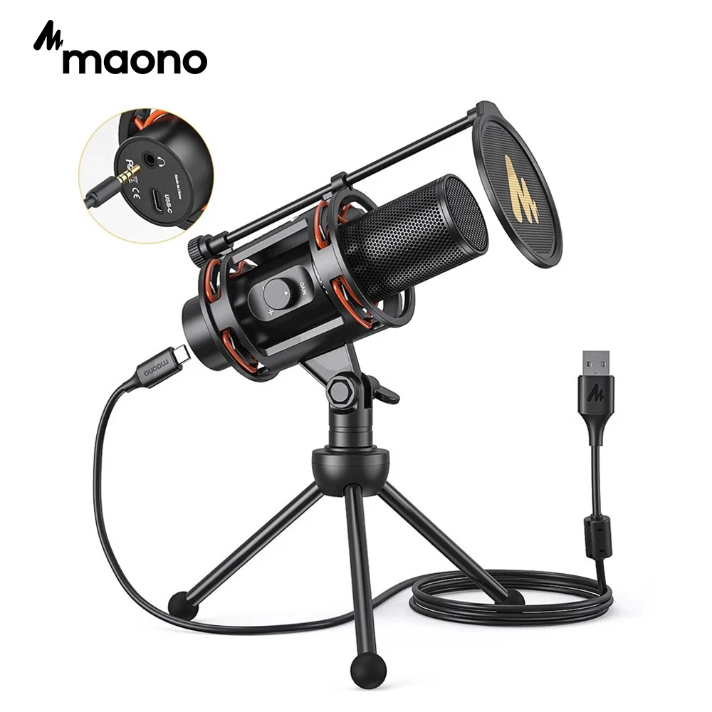 Maono Podcast Condenser Microphone Gaming Usb Microphone Stand High