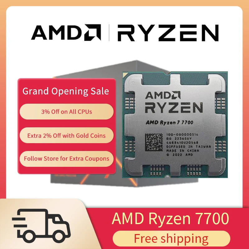 AMD Ryzen™ 7 7700 8-Core, 16-Thread Unlocked Desktop Processor :  Electronics 