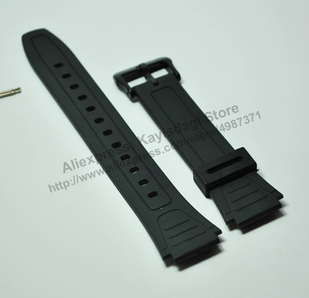 Cinturino/Cinturino In Gomma Nera Da 18Mm Compatibile Per Casio W-800H , W-800Hg , W-201 , W-201G