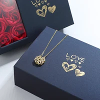Coffret Cadeau Rose, Collier Trèfle à Quatre Feuilles, Collier Cœur, Collier Trèfle à Quatre Feuilles Mignon, Colliers Délicats en Or, Cadeaux pour Mère 1