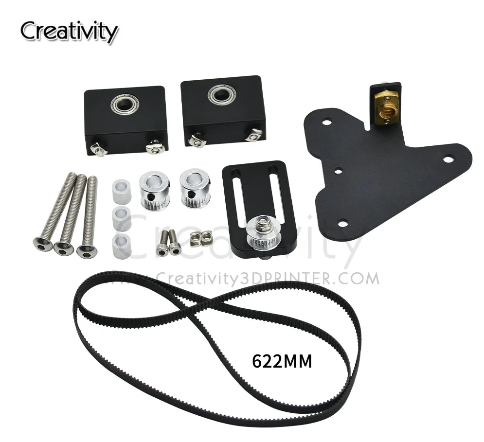 듀얼 Z축 리드 스크류 알루미늄 키트, 타이밍 벨트 폭 6mm 기어 20 개, CR10 Ender3 3D 프린터 부품 622mm 752mm 벨트
