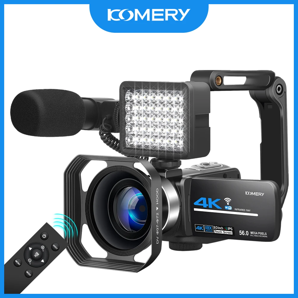 KOMERY4KCamcorderVideoCameraCameraYouTubeLiveStreamNightVisionCamcorders56MP