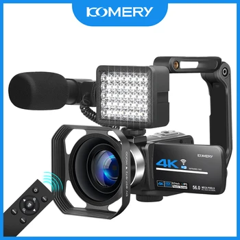 KOMERY 4K 캠코더 비디오 카메라 웹 카메라, 유튜브 라이브 스트림, 나이트 비전 캠코더, 56MP 와이파이 디지털 비디오 카메라