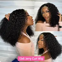 Perruques Lace Front 13x4 en cheveux humains, styles Kinky Curly, Jerry Curly et bouclés, avec dentelle transparente 3