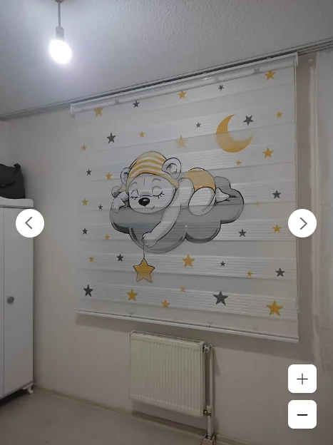 

Cute Sleeping Bear Printed Kids Room Curtain Roller Blind Printed Zebra Curtain