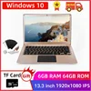 Newest 64bit Tablet PC 13.3'' Windows 10 6GB RAM 64GB ROM Dual Cameras HDMI 1920x1080 IPS Tablets with Keyboard 5600mAh 1