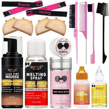 GOIPLE Edge Control Wax Stick Kit for Slick Baby Hair Lace Wig Extensions Adhesive Glue Gel Hair Tool Melting Spray Tint Mousse 1