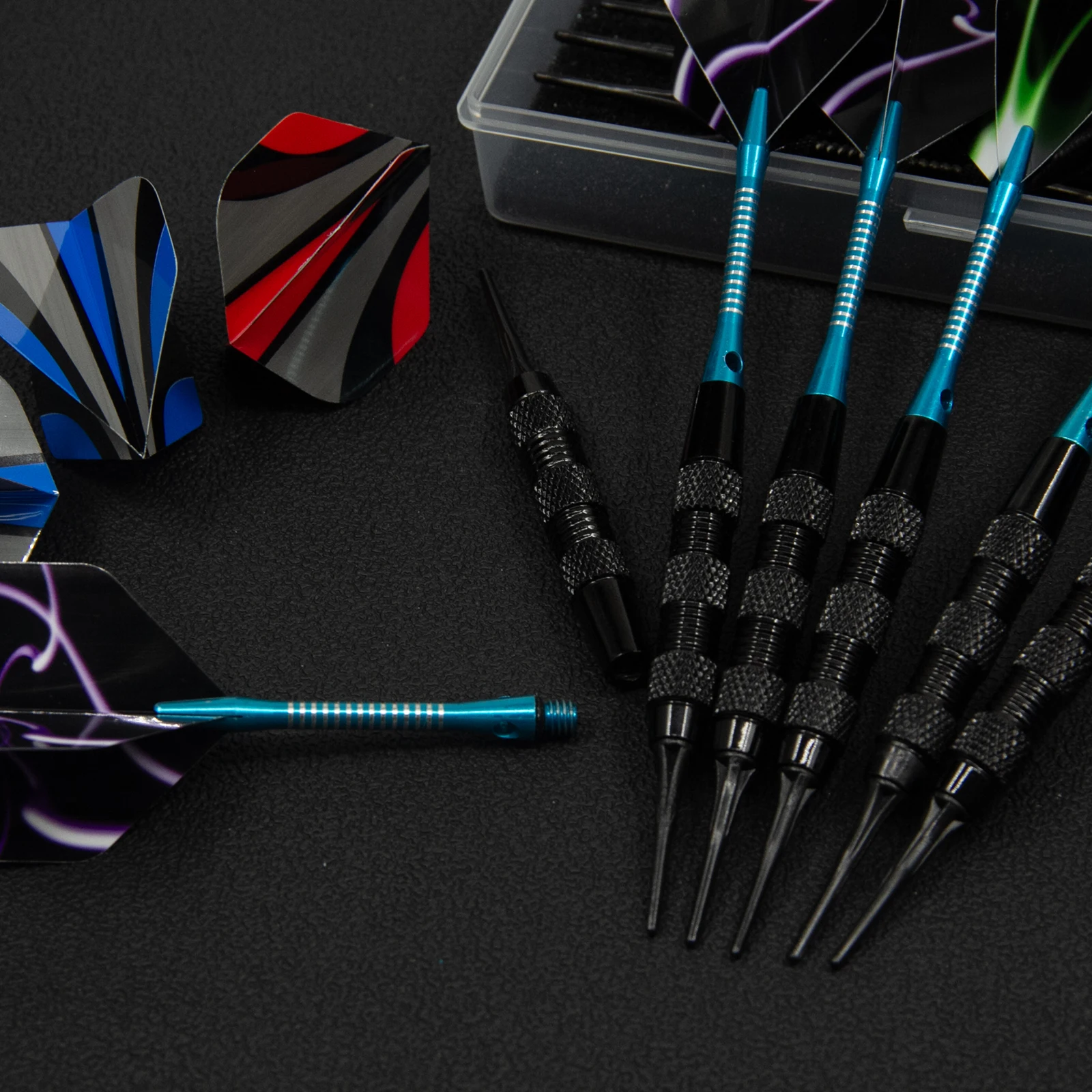 Huanqu set de 12 dardos con punta blanda y ejes de aluminio_voghion.com