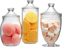 Plastic Apothecary Jars, 3-Piece Set (52/46/46 oz), Acrylic Jars with Lids, Bathroom Canisters, Candy Buffet, Wedding Display 1