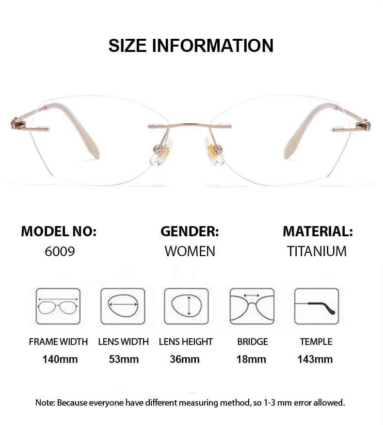 Chashma Ottica Women's Rimless Butterfly Titanium Eyeglasses 416009 Image 1