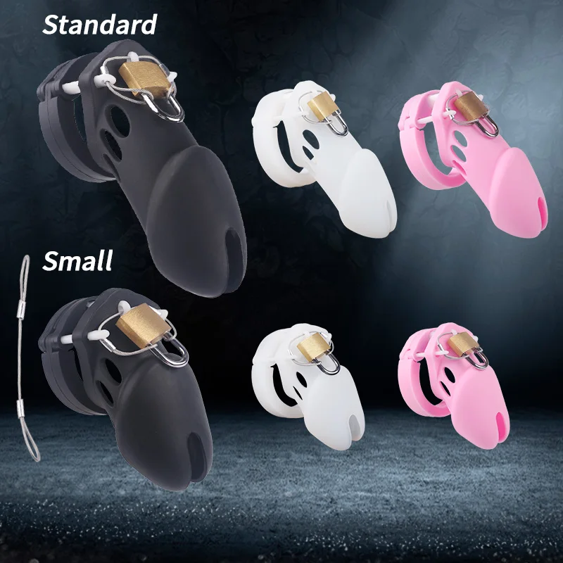 Penis Chastity Cage Silicone Male Cock Lock With 5 Penis Rings Sex Toys For Sissy Men Femboy Stretcher BDSM Gay Erotic Urethral Device