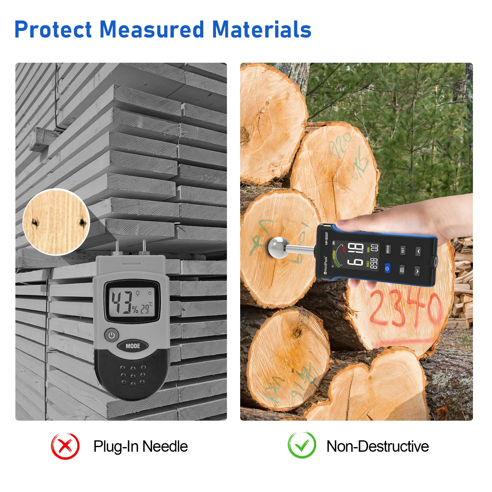 Non-Contact Wood Moisture Meter Pinless 20-40mm Depth HD Digital Display for Timber Walls Masonry & Building Materials wood moisture meter
