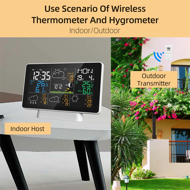 A468bccb9c2c84b5fb59fb858b0c4fb79V Tuya WIFI LCD Weather Station Wireless Digital Thermometer Electric Indoor/Outdoor Thermometer Hygrometer with Wireless Sensor