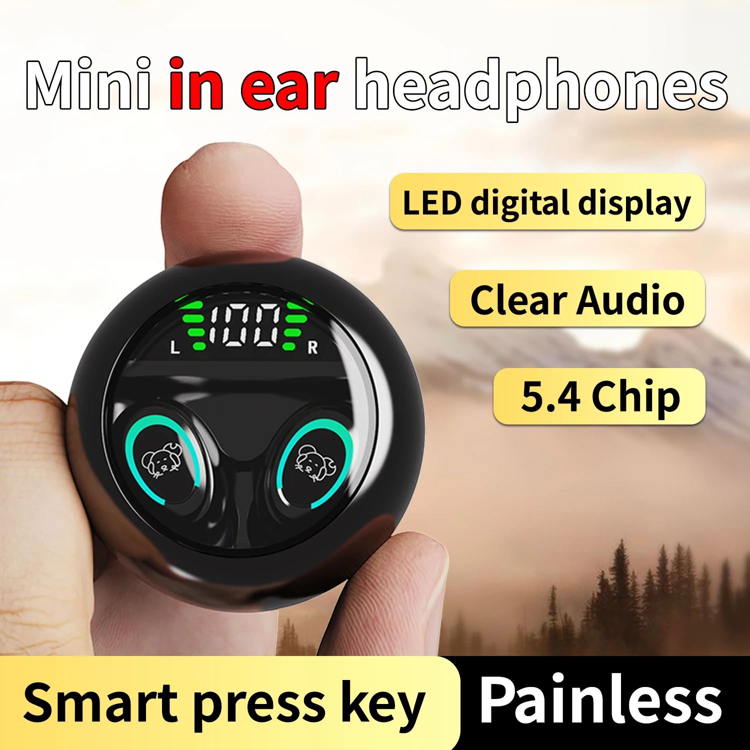 Bluetooth Headphones Wireless Earbuds 48hrs Talktime Digital Display Sports Ear Buds IPX5 Waterproof Earphones for Phone Laptop