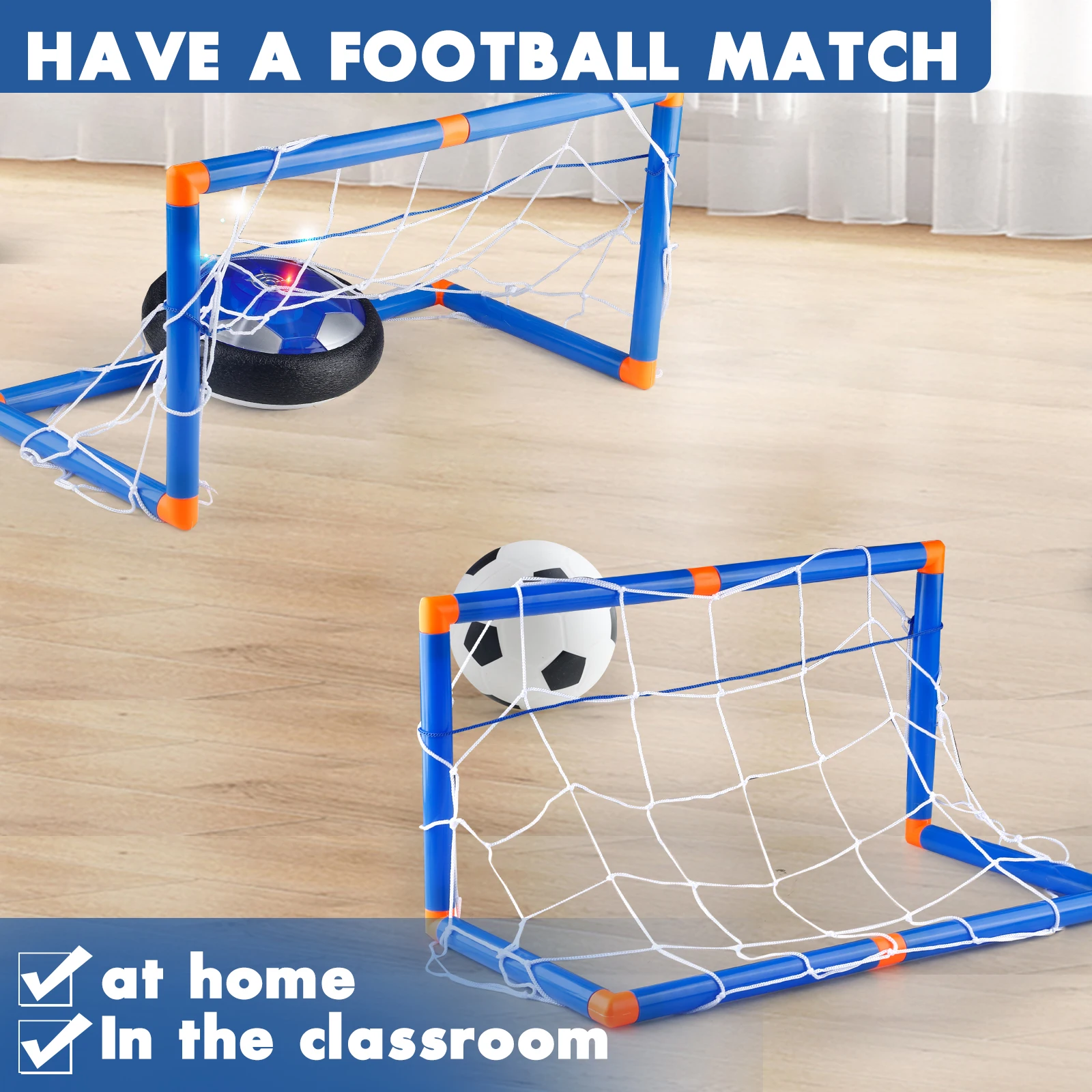 MQUDUO Hover Soccer Ball Toy Set with 2 Goals, LED Floating Football Indoor Sports Game Gift for Boys Girls
