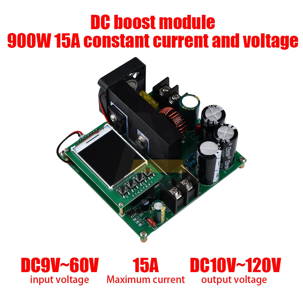 Dc-Dc 900W Boost Converter Display Lcd Step Up Modulo Di Alimentazione 8-60V A 10-120V Scheda Trasformatore Di Tensione Regolatore 0-15A