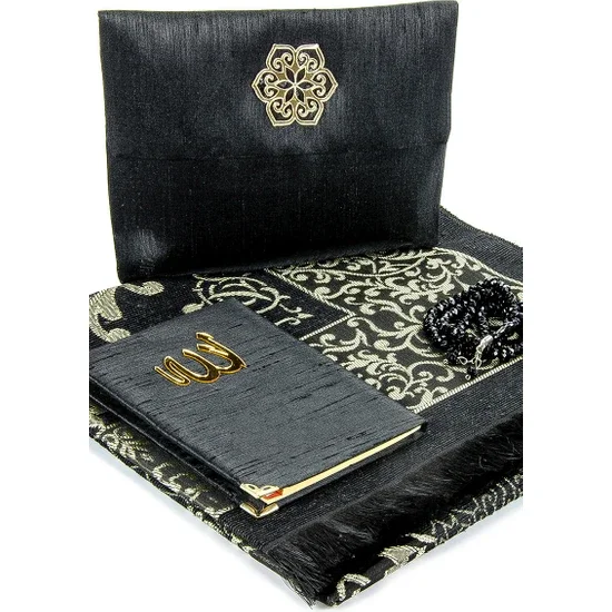 

İhvan Online Prayer Rug Set - Slub Covered Yasin - Prayer Rug - Rosary - Black Colo