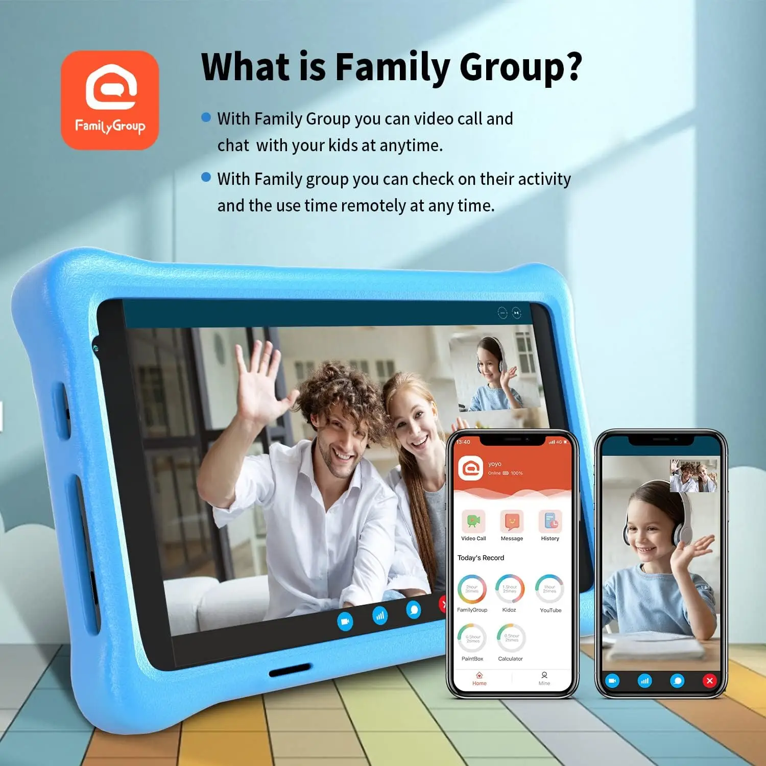 TK801 Kids Tablet 8 Inch 2GB RAM 32GB ROM with Expandable 128GB Slot Eye Protection Child-Friendly Software And Games Preloaded 3