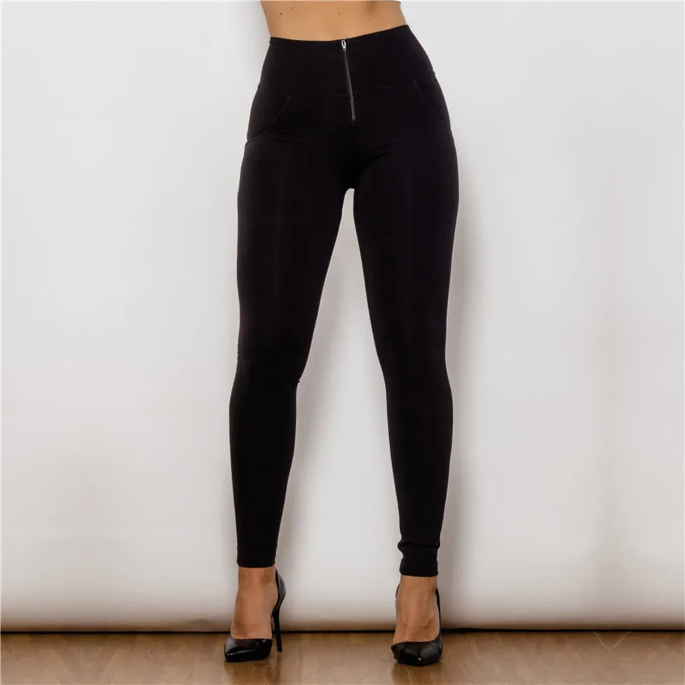 Shascull fites Melodie vier Möglichkeiten dehnbare Marke hohe Taille Push-up-Hose mit Reiß verschluss fliegen sexy elastische Hose femme