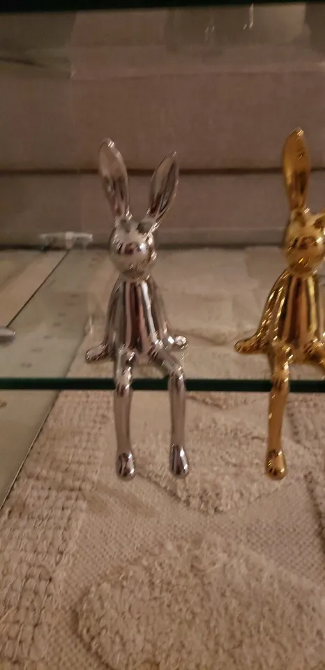 1PCS Ceramic Long-Eared Sitting Rabbit Room Ornaments Statue Luxury Home Decoration Accessories High-End Home Art Aesthetics photo review