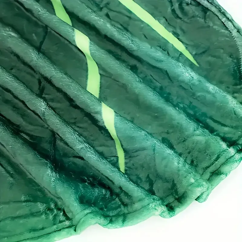 1pc Flannel Blanket, Leaf Shaped Green Leaf Blanket, HD Digital Printed Blanket, Warm Cozy Padded Blanket For Sofa, Bed, Couch 3