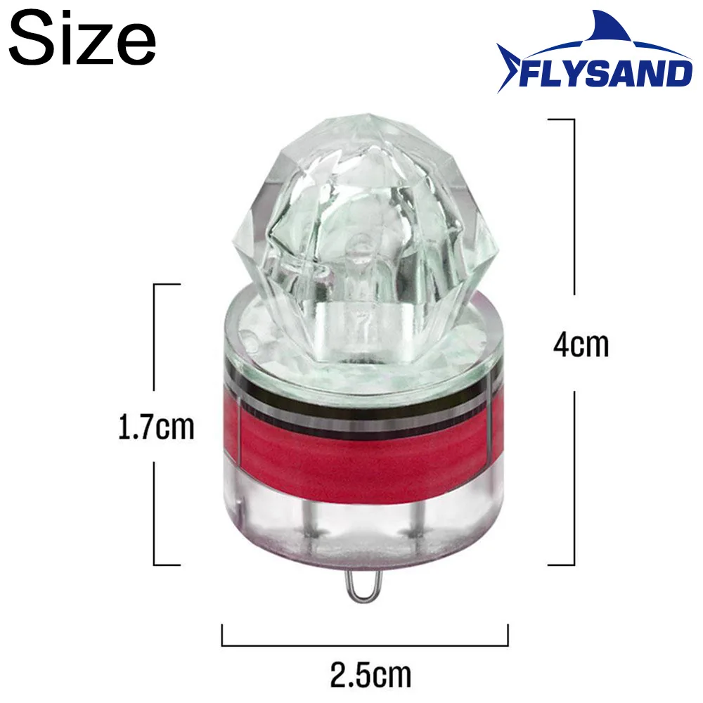 FLYSAND LED Fishing Lamp Underwater Diamond Shape Flash Light Attracting Squid Fishing Lure Tackle Fishing Tools