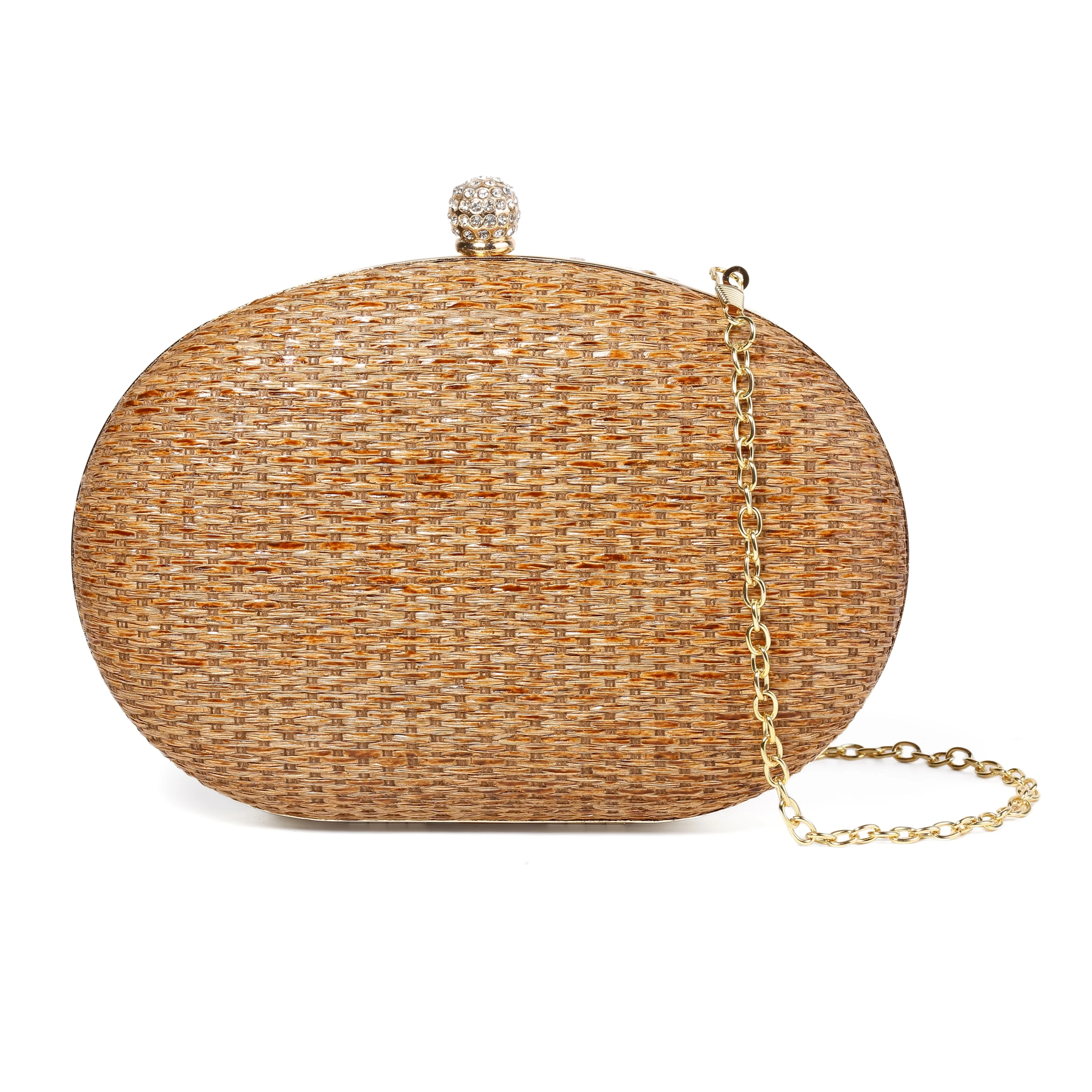 Fashion Luxury Rhinestone New Women's Bag Round Beach Summer Bag Seaside Bags Large Capacity Bags Woven Straw Bags