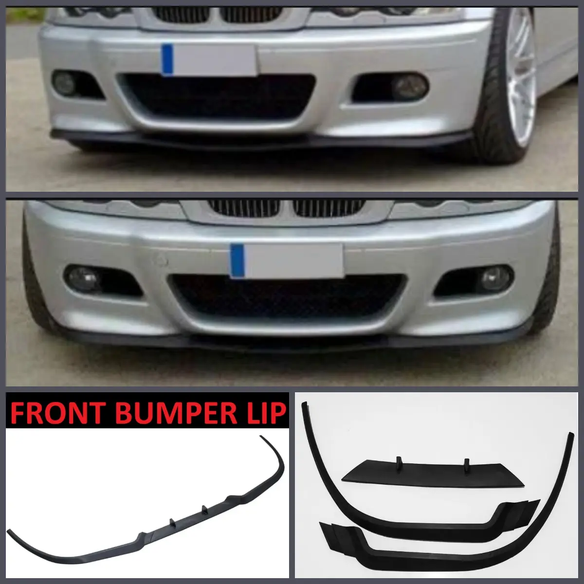 Per Bmw Serie 3 E46 M3 Cupra R Spoiler Anteriore Paraurti Lip Euro Spoiler Lip Universal 3 Pcs Body Kit Splitter Accessori Auto